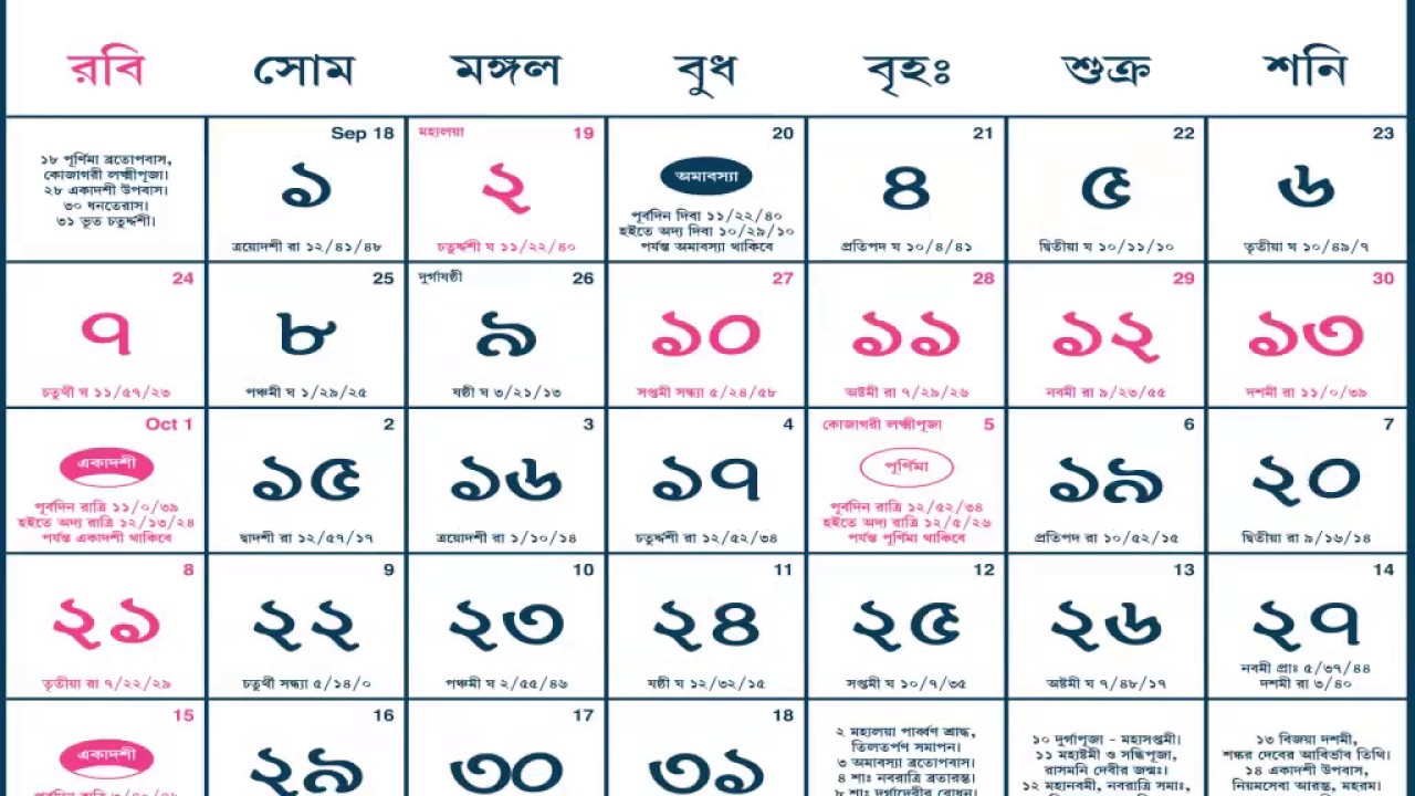 english to bangla calendar